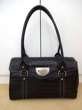 Charlotte Reid London Black Moc Croc Shoulder Bag