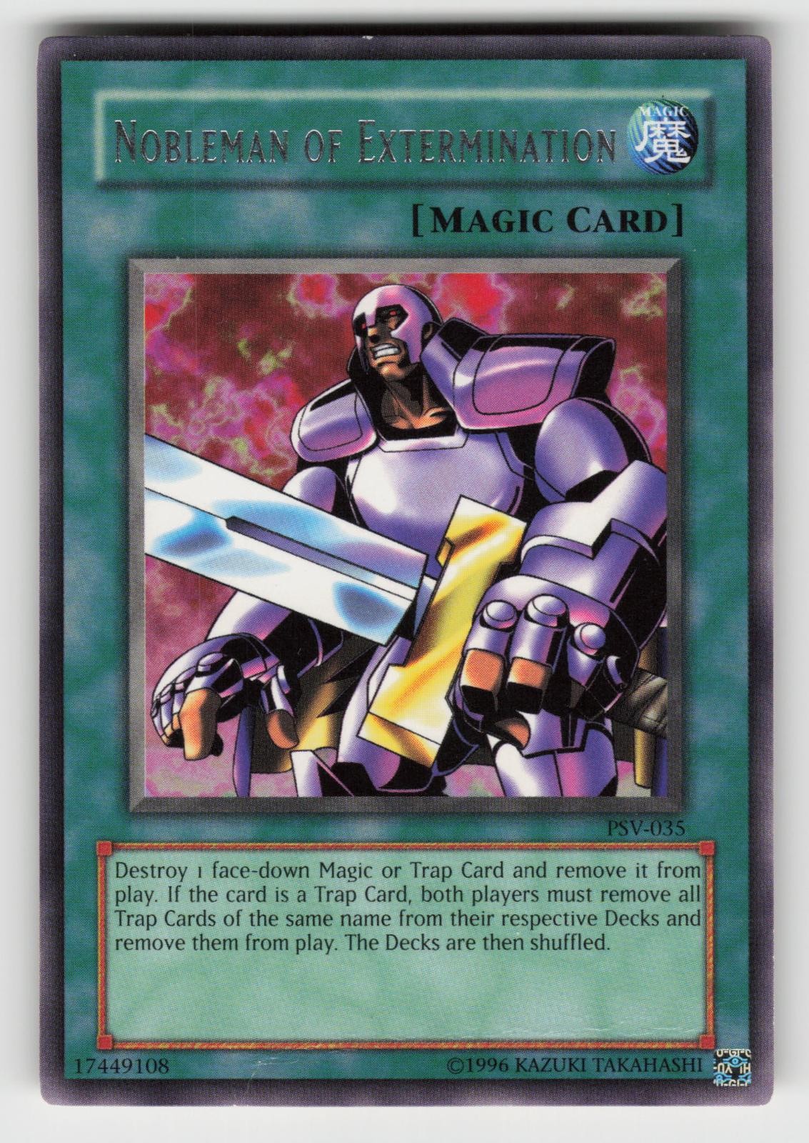 Nobleman of Extermination PSV-035 YuGiOh Pharaoh's Servant trading card — raw and PSA graded price guide