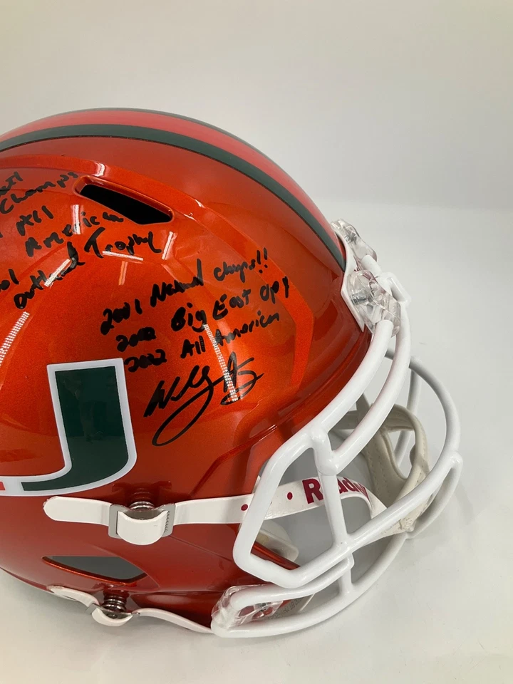 CASCO TAMAÑO COMPLETO FIRMADO WILLIS MCGAHEE / BRYANT MCKINNIE MIAMI HURACANES JSA Foto 3 de 4