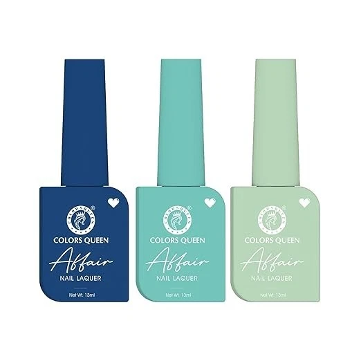 Colors Queen Affair Nail Polish Set of 3-37 TameTeal, 63 Coco Blue & 64 Aquamari