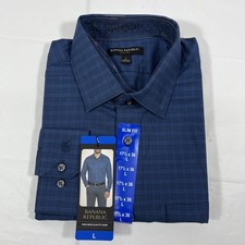Banana Republic Dress Shirt, Slim Fit, Non Iron, Men Large 17.5 x 36, Blue, NEW