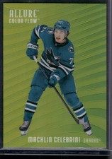 2025-26 Upper Deck Allure #CF-28 Macklin Celebrini Color Flow Yellow-Green