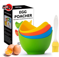 Egg Poacher - Poached Egg Cooker with Ring Standers, Silicone Egg Poacher Cup f