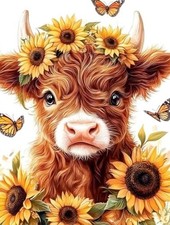 Yikenjoy Highland Cow Diamond Art Kits for Adults Beginners, Highland Cow Brown