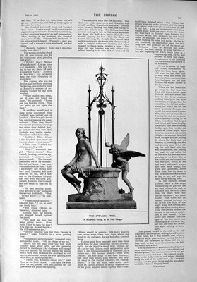 Original alter antiker Druck 1900 Sprechender Brunnen Mengin Denkmal Shakspere Kirche