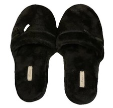 SOMA Embraceable Black Plush Slippers Comfort Slides Lg 9-10 Memory Foam NEW
