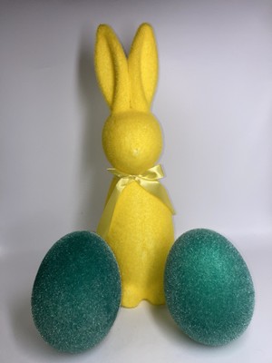 Flocked Easter Bunny & Eggs Set 3 Way To Celebrate 