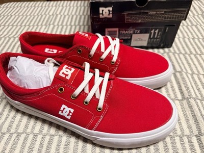 DC SHOES TRASE TX SKATE SHOE RED/ WHITE MENS 11 US. MODEL NUMBER:ADYS300126