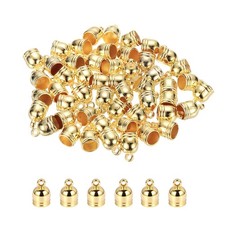 50-Pack Tassel Cord End Caps, 6.2mm ID Kumihimo End Tip Light Gold 