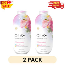 2 Pack Olay Fresh Radiance Body Wash Strawberry Mint, Vitamin B3, 22 fl oz