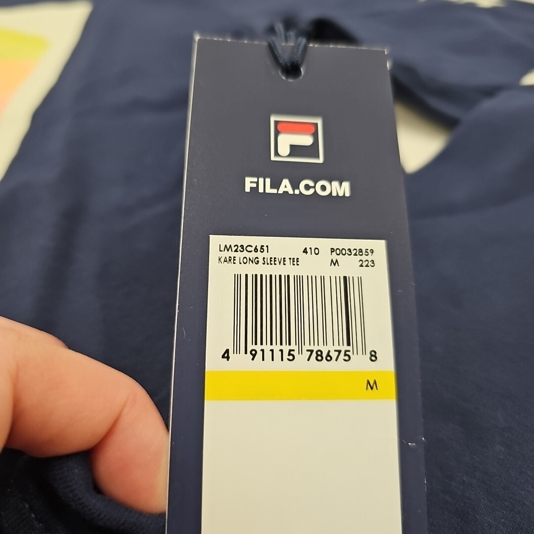 T shirt a maniche lunghe Fila Kare blu uomo media nuova con etichette