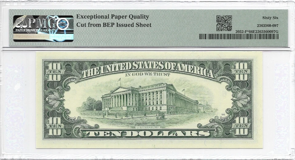 1995 $10 ATLANTA * STAR * ⭐️ FRN. PMG GEM Uncirculated 66 EPQ Banknote. SCARCE - Image 3 of 3