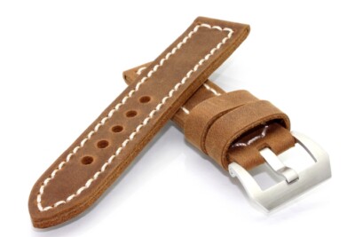 Öl-Finish Uhrenarmband mit Tubes Modell Andermatt cognac 24 mm, komp. Panerai