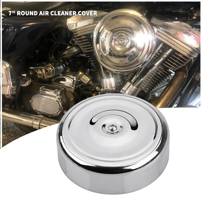 Chrome 7'' Round Air Cleaner Cover for Harley Dyna Fat Boy Softail Road King US
