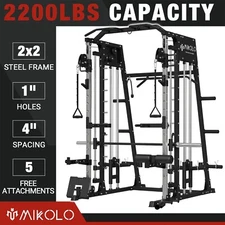 Mikolo Smith Machine Home Gym, 2200 lbs Power Rack Cage with Cable Crossover
