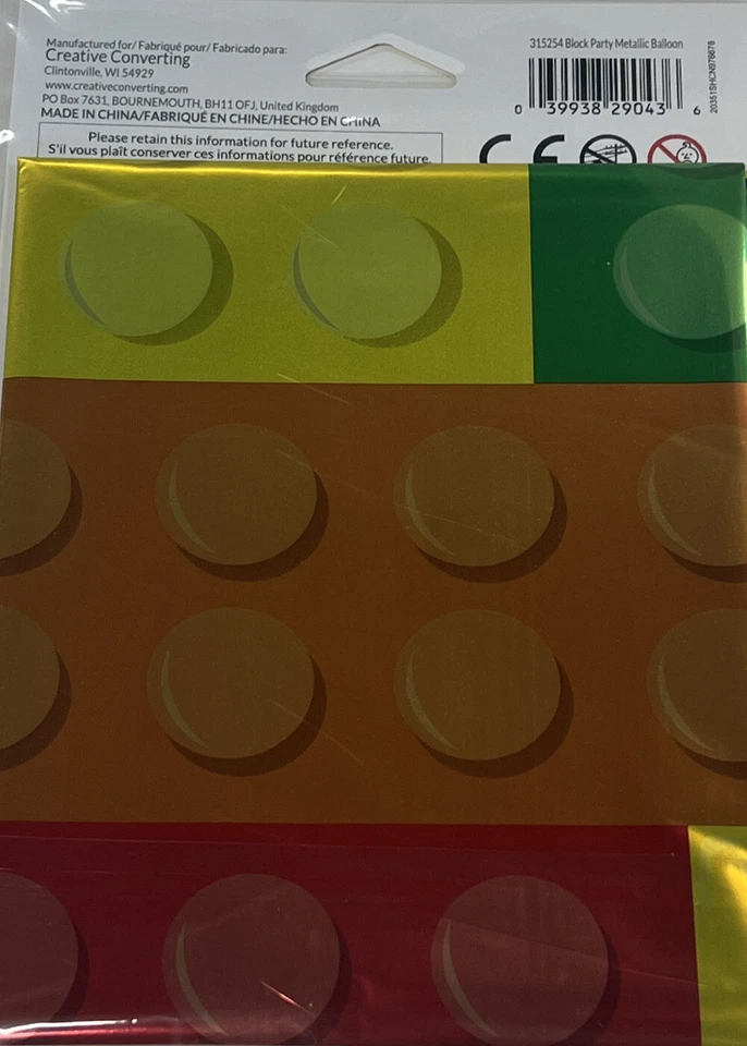 Creative Converting Building Block 18" Foil Balloon New!!! - Image 2 of 2