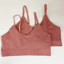 Abound Bras Womens Large Pink Ruffle Bralettes Pullover Set of 2 NWOT NEW