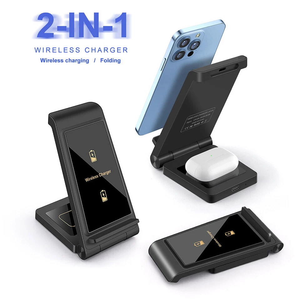 20W Wireless Charger 2in1 Stand Dock For Apple Air Pods iPhone 13 Pro 12 XS 8 - Image 2 of 4