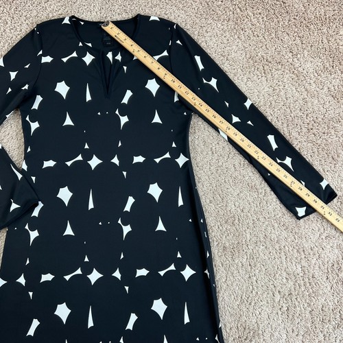 KENNETH COLE NEW YORK Black White Flare Sleeve Notch V-Neck Short A-Line Dress L - Picture 5 of 16