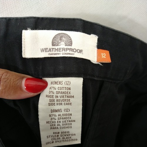 Weatherproof Cuffed Capri Pants Shorts Women Size 12 Black Cotton Blend Stretch - Picture 4 of 6