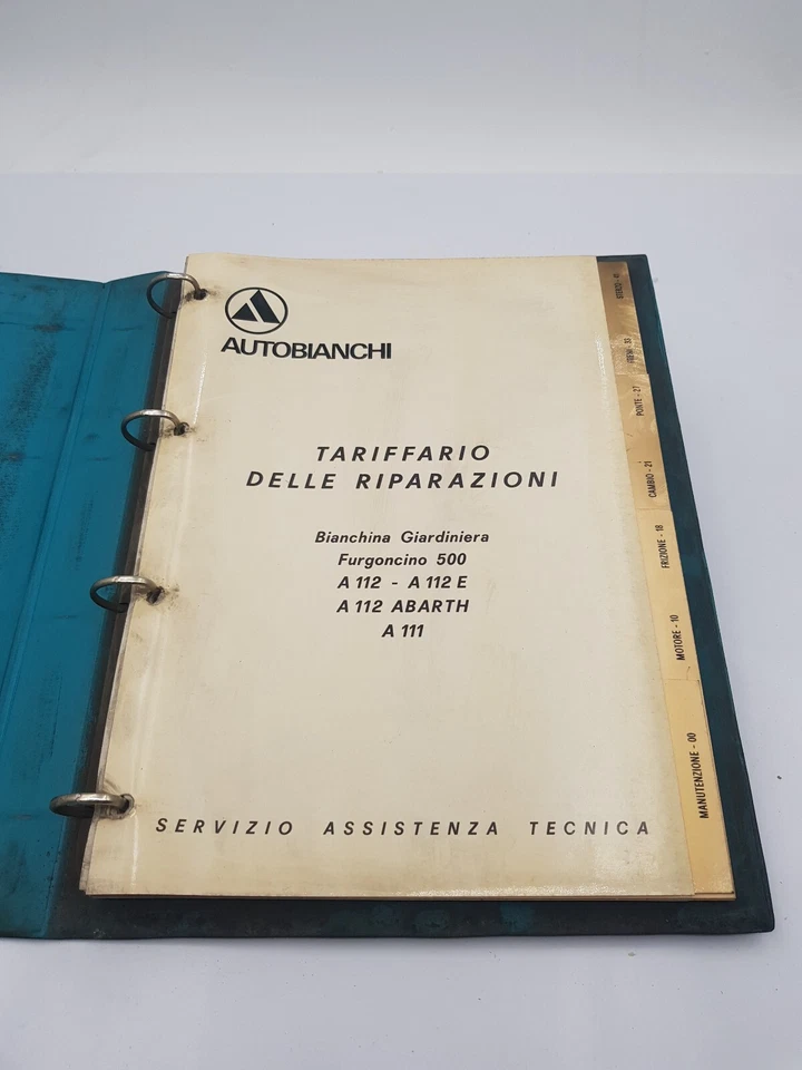 Manuale officina tariffario riparazioni Autobianchi A112 Abarth Bianchina A111 e - Immagine 4 di 4