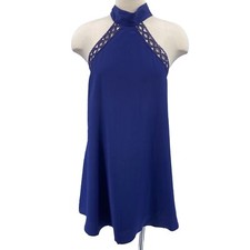 Lulus any sway shape or form swing dress size small blue open back high neck