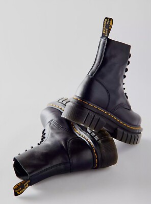 Free People Dr. Martens Audrick 8-Eye Boot Black Nappa Leather