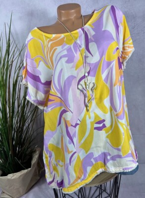 Breezy summer blouse short sleeve shirt Italy fringe M5 40 42 44