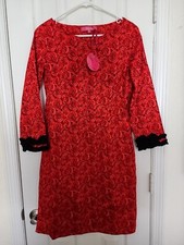 Kahyra Floral Print Long Sleeve, belted, side zipper Dress Sz L