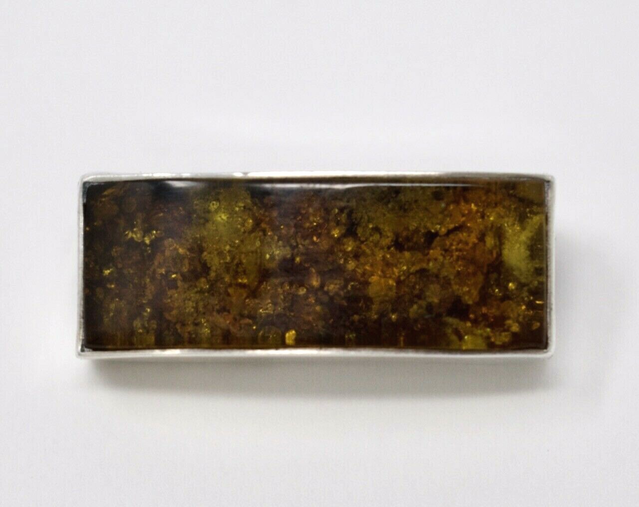 Vintage Rectangular Sterling Silver & Natural Bal… - image 1