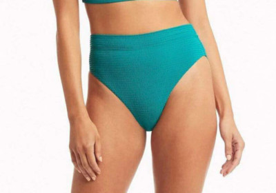 Sea Level Messina Vermont Teal Bikini Bottom High Cut Rise Bikini Size 8 10 14