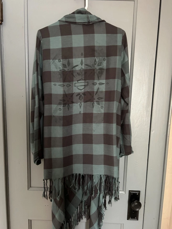 Harley Davidson - Cárdigan tejido con flecos a cuadros Foto 2 de 4