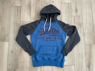 Vintage Super Dry Superdry Hoodie Blue Grey
