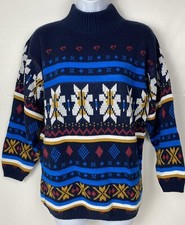 Vintage Fair Isle Nordic Knit Sweater Pullover Winter Holiday Grandpa Small
