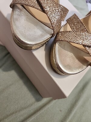 Jimmy Choo Vamp Gold Glitter Sandals Size 42 With Box | eBay