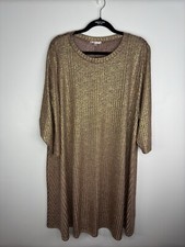 Free To Love Tunic/Dress Sz 3X  Blush Pink Gold Metallic Comfort Casual