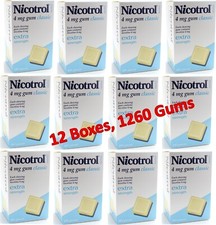 Nicotrol Nicotine Gum 4mg Classic. 12 Boxes of 105 Gums. Total 1260. Exp 03/2027