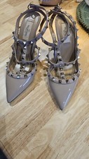 Valentino Garavani Rockstud Nude Leather Caged Heels Shoes Sandals EU38 UK 5