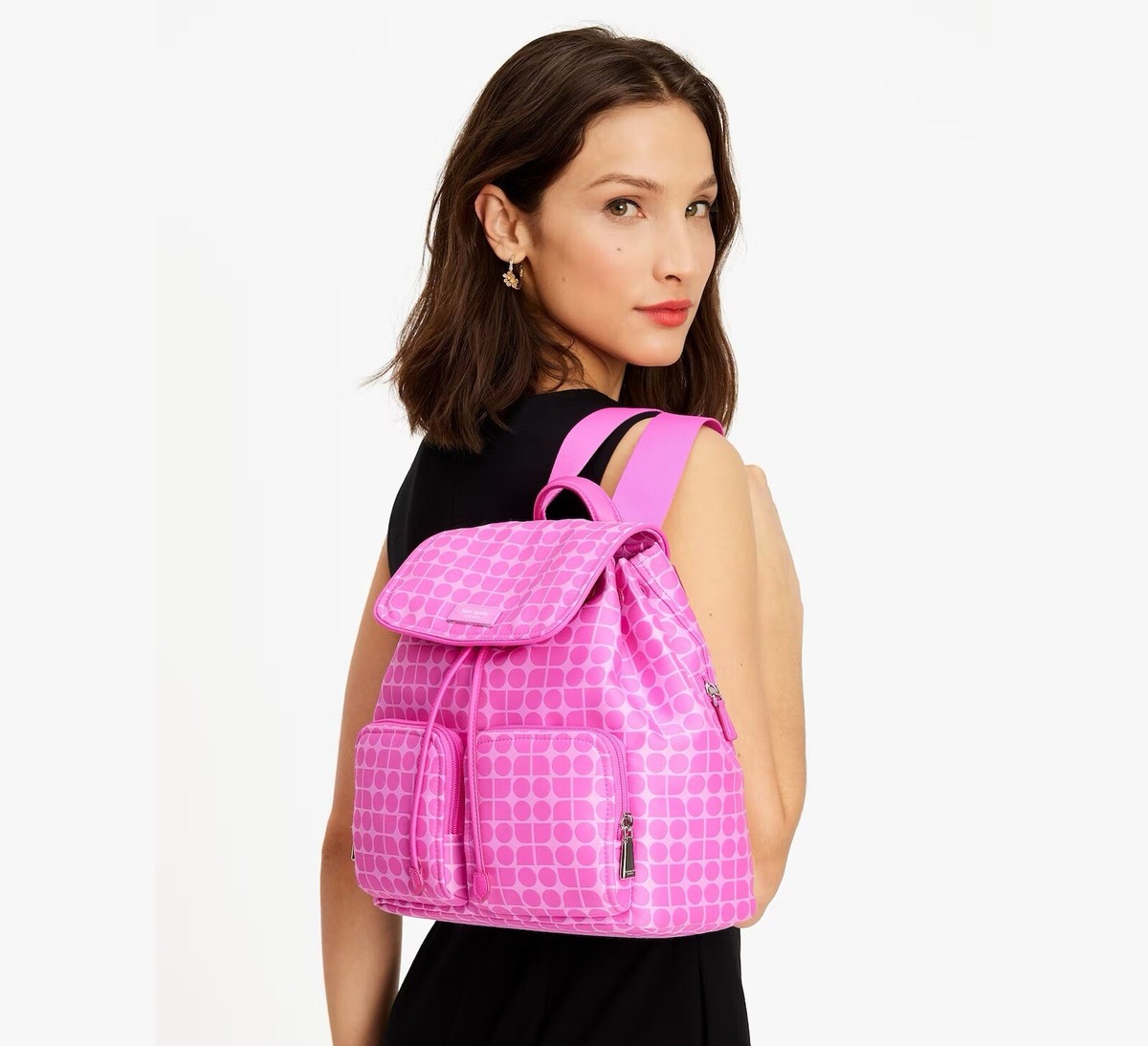 ☂️?Kate spade Noel Jacquard☄️LARGE☄️Backpack Pink KG241-1 
