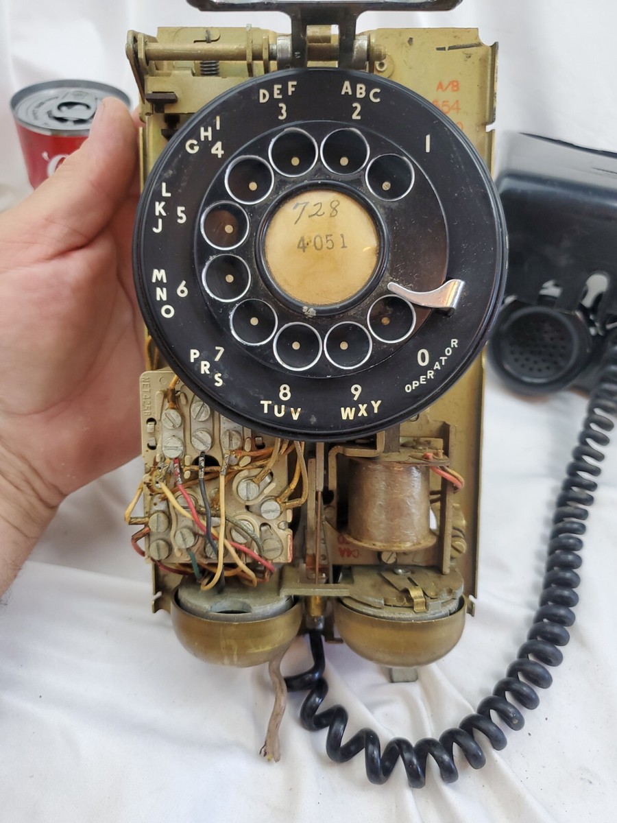 貴重！60’s～70'sアメリカアンティーク　JHON WESLEY壁掛けUSA 1960 Western Electric Model 554 Black Rotary Dial Wall Phone