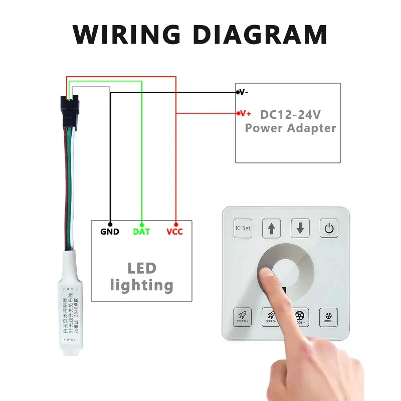 8Keys Touch Panel LED controller For DC5-24V WS2812B WS2811 Single Color - Image 2 of 4