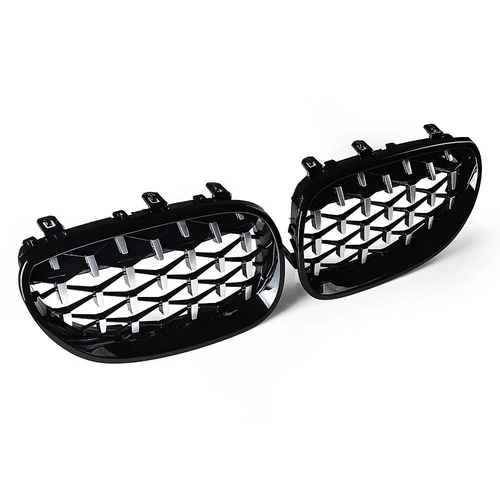 Replace Black/Chrome Front Diamond Kidney Grille ABS For 2003-2010 BMW E60 E61 - Bild 4 von 17