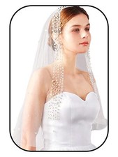 1 Tier Pearl Bridal Veils Ivory Bride Short Veil with Comb for Women Wedding ...