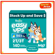 Pampers Easy Ups Bluey Potty Training Pants Boys 2T-3T, 140 Count Pull Ups