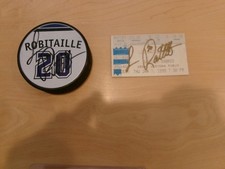 Luc Robitaille 500th goal signed ticket stub and hockey puck