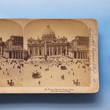 Rom Stereoansicht um 1895 Echtfoto Italien Peterskirche & Platz