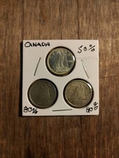 SILVER CANADA TEN CENT TRIO 1950 80%-1956 80%-1968 50% AUTHENTIC