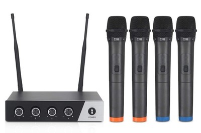 XTUGA S400 Wireless Microphone System, 4-Channel UHF Cordless Mic Set with Fo...