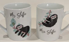 Coffee Mug Set of 2, Mr. & Mrs. SLOTH 14.5 oz, by 10 Strawberry Street, Ceramic