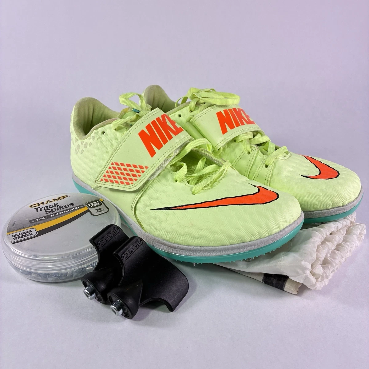 Nike High Jump Elite Spikes Barely Volt/Bright Orange Track Men 9 806561-700 NEW Nike Jump Elite High Barely Volt Hyper Orange for Sale  main image 2